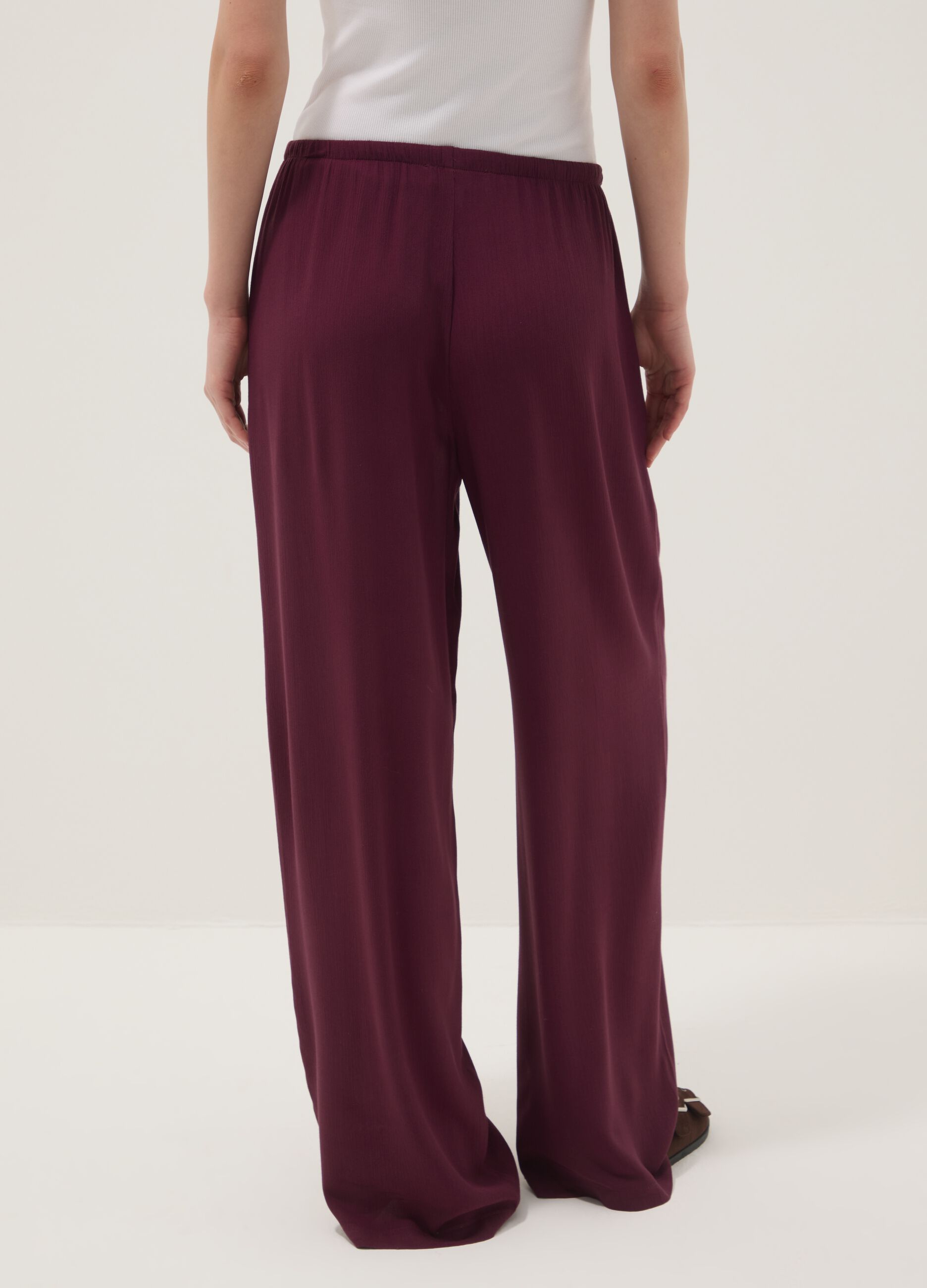 Purple palazzo trousers in pure viscose