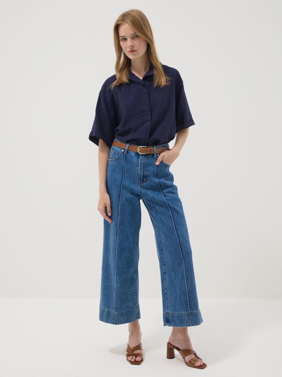Blue viscose-blend shirt_1