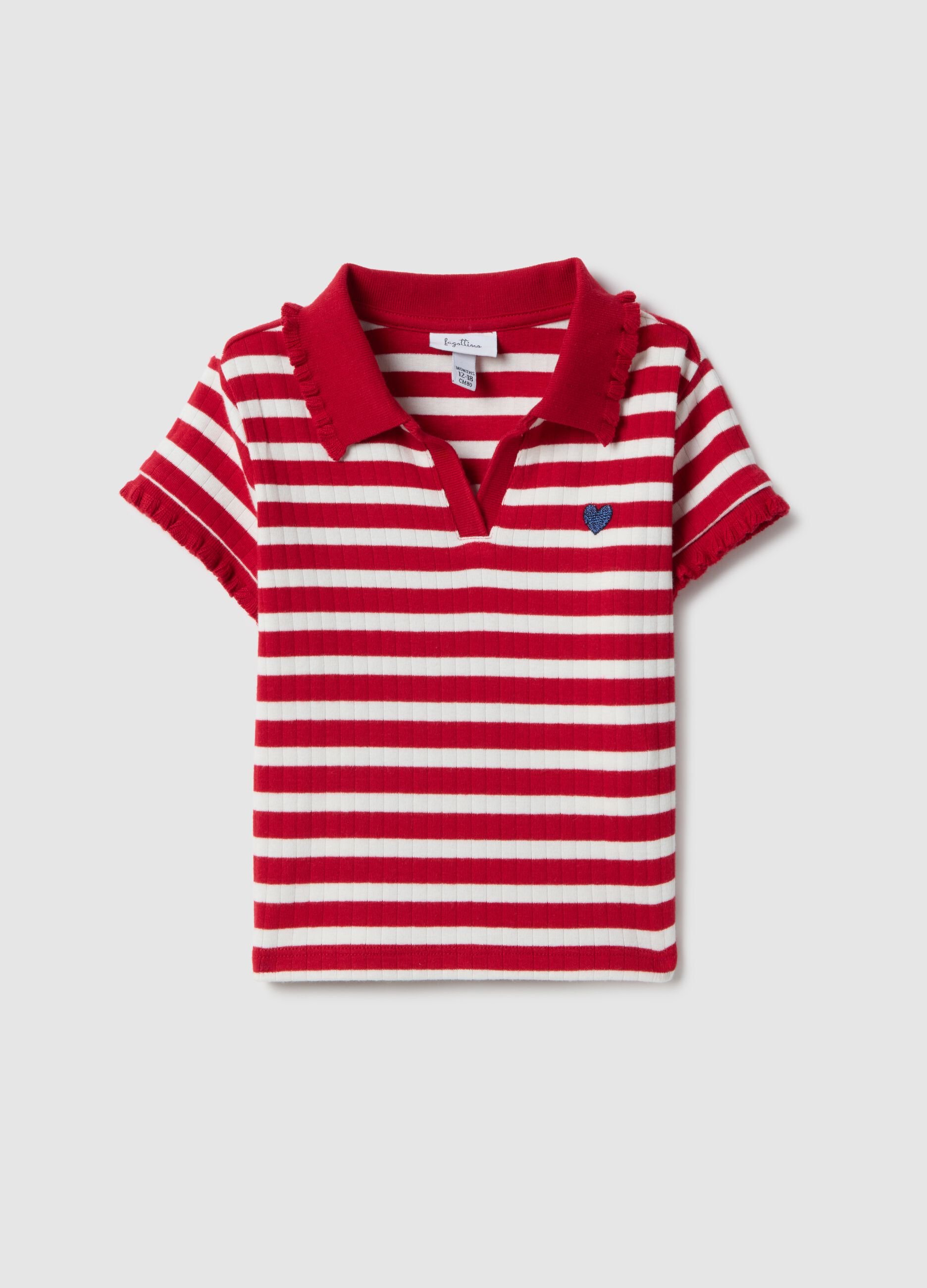 Multicolour cotton blend regular fit polo with bowling collar for girls