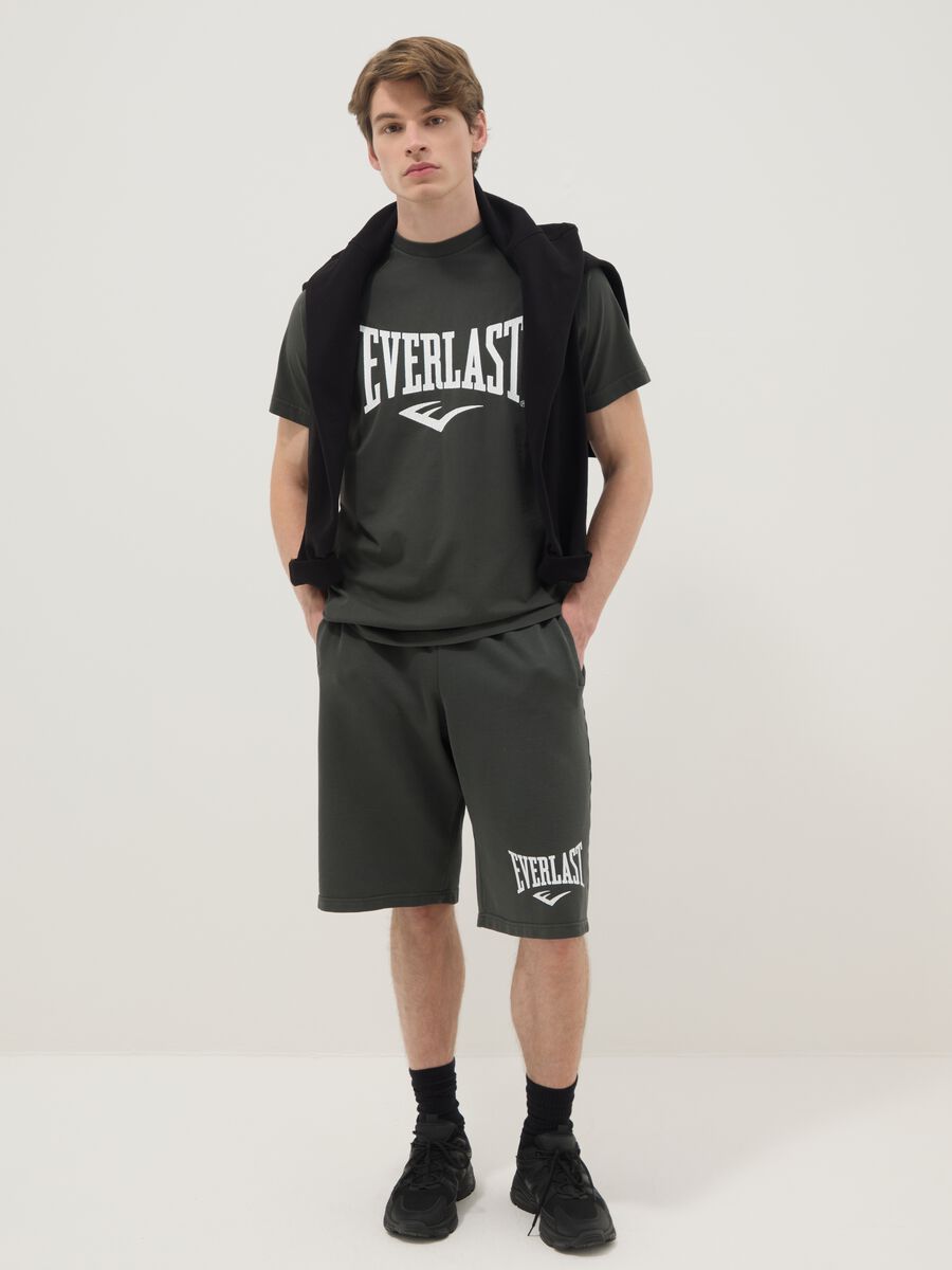 Pantaloncini in misto cotone neri regular fit con logo Everlast_0