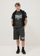 Black cotton blend regular fit shorts with Everlast logo_0