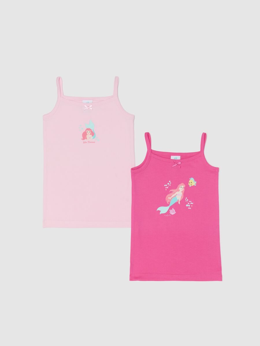 Two-pack pink cotton vests with The Little Mermaid print_0