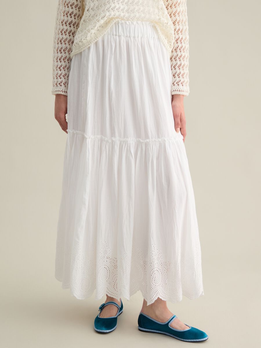Women's white pure cotton skirt regular fit_1
