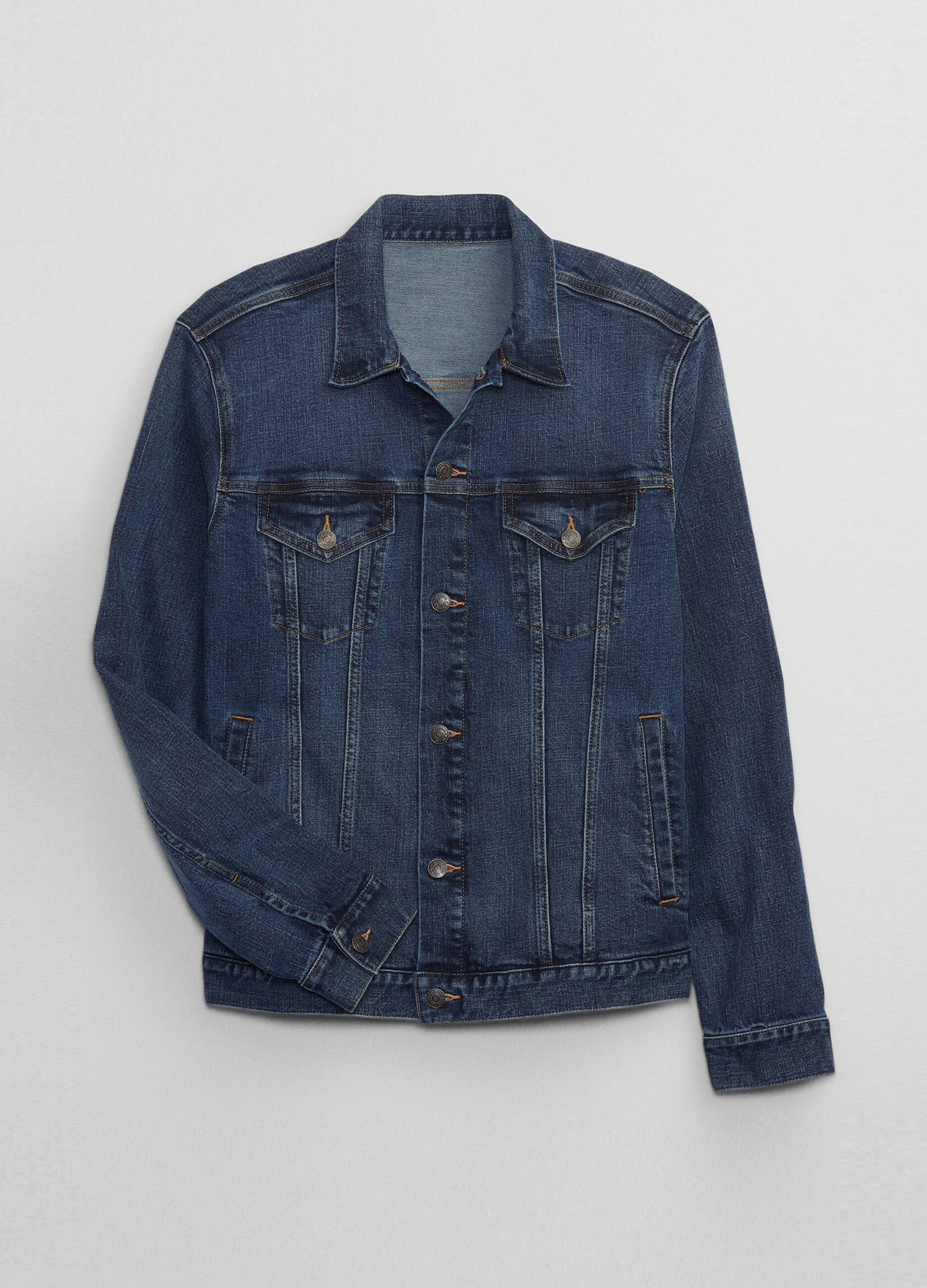 Short denim jacket with pockets