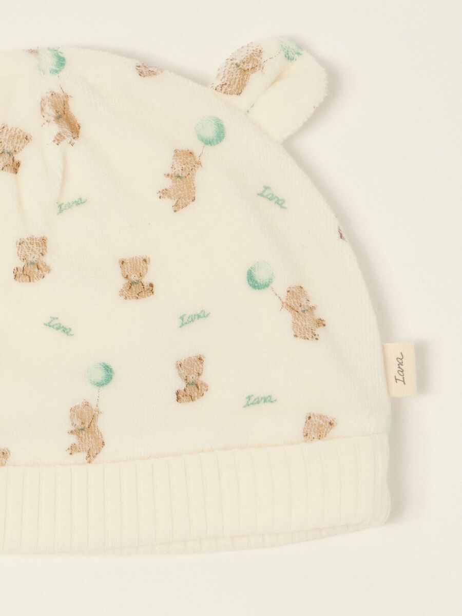 White baby sleepsuit with teddy bear print_2