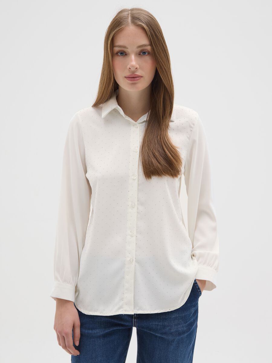 Camicia bianca regular fit con glitter_0