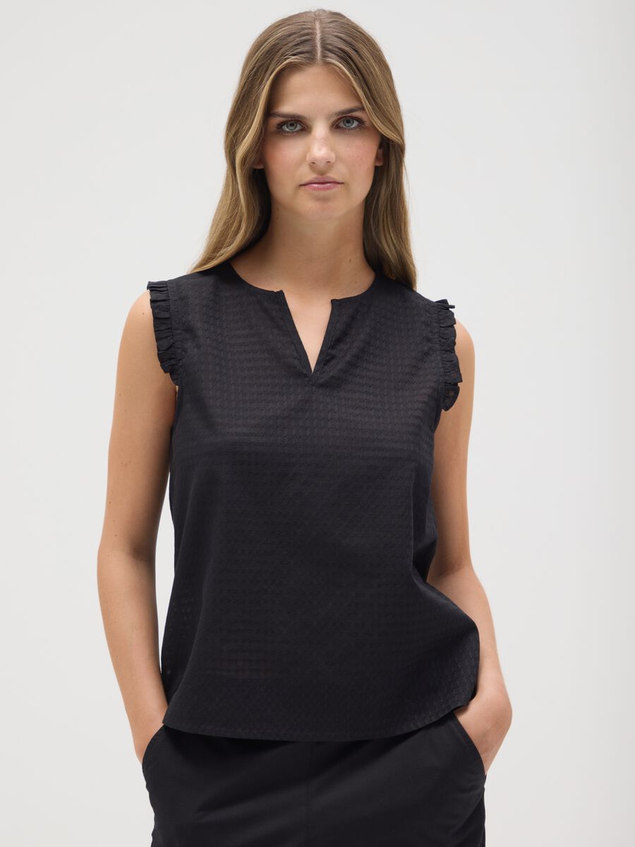 Women's pure cotton black top regular fit_0