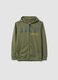 Felpa in misto cotone verde regular fit da bambino con full zip_0