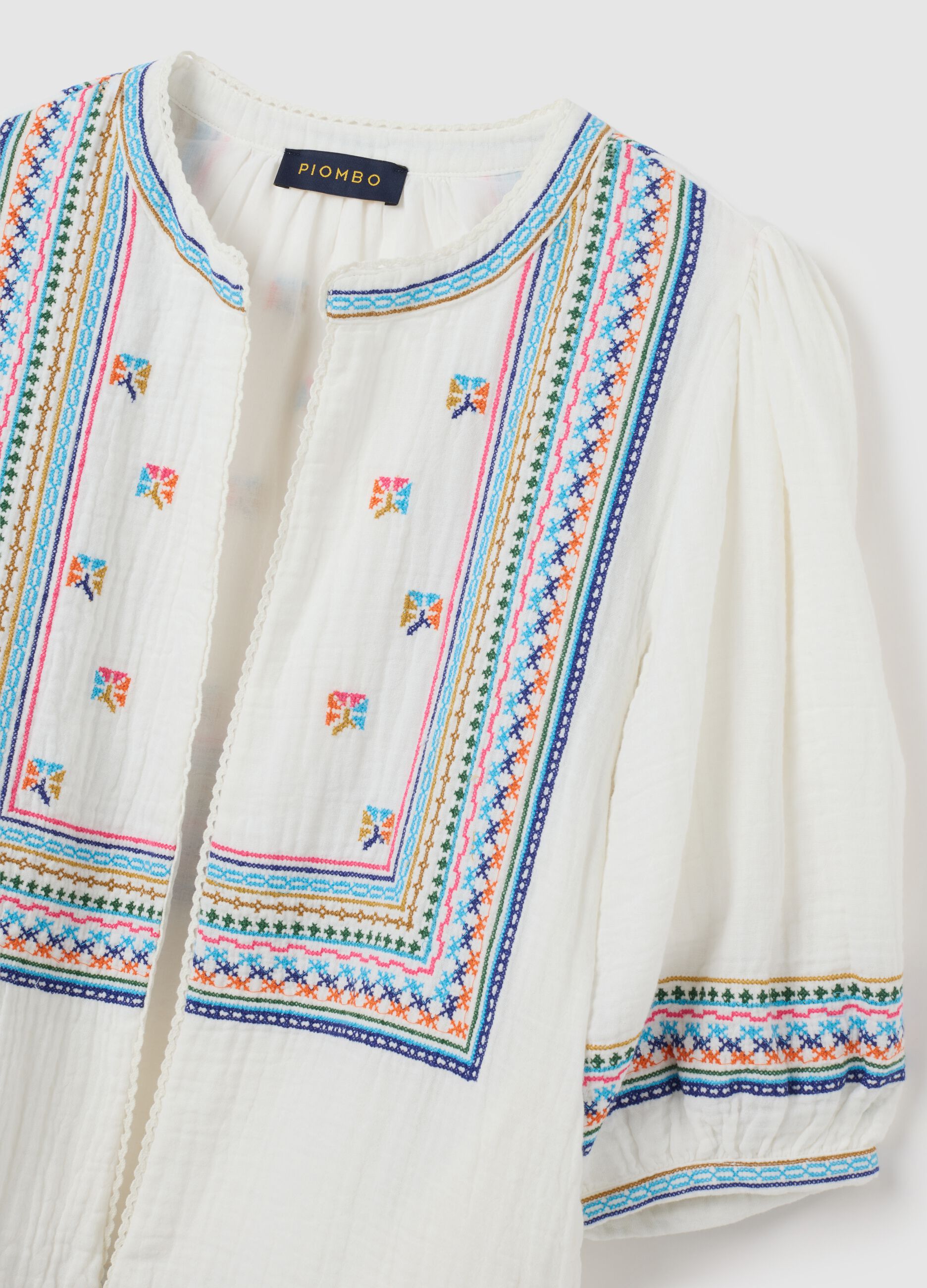 Camicia da donna in puro cotone multicolor over
