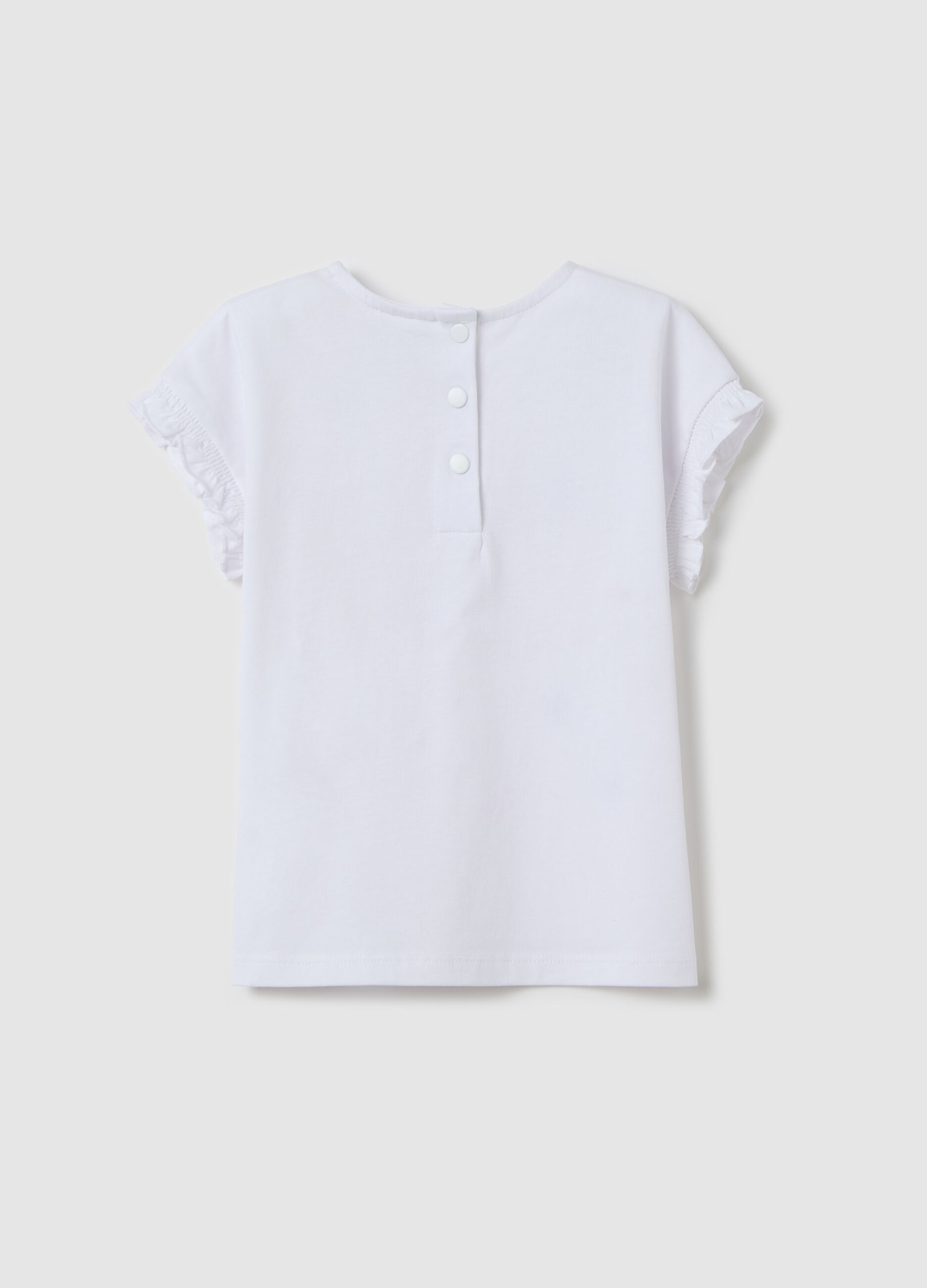 Girls’ top in white stretch cotton with regular fit