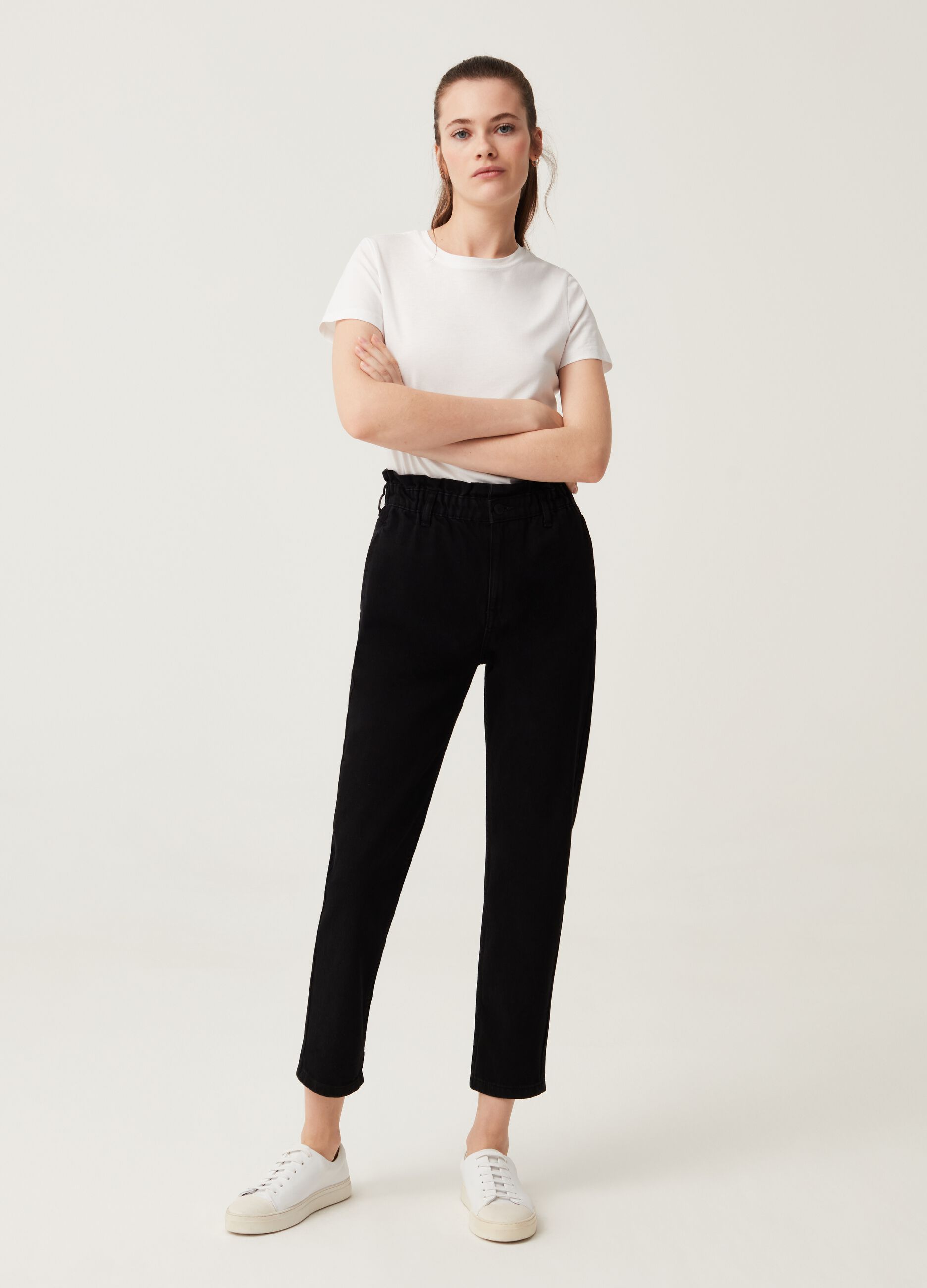 Jeans slouchy in cotone_0