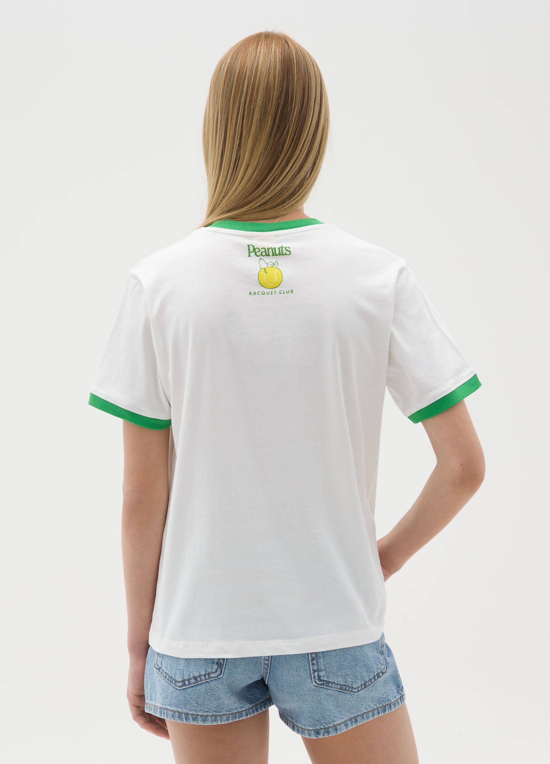 T-shirt da donna in puro cotone multicolor regular fit con stampa Snoopy