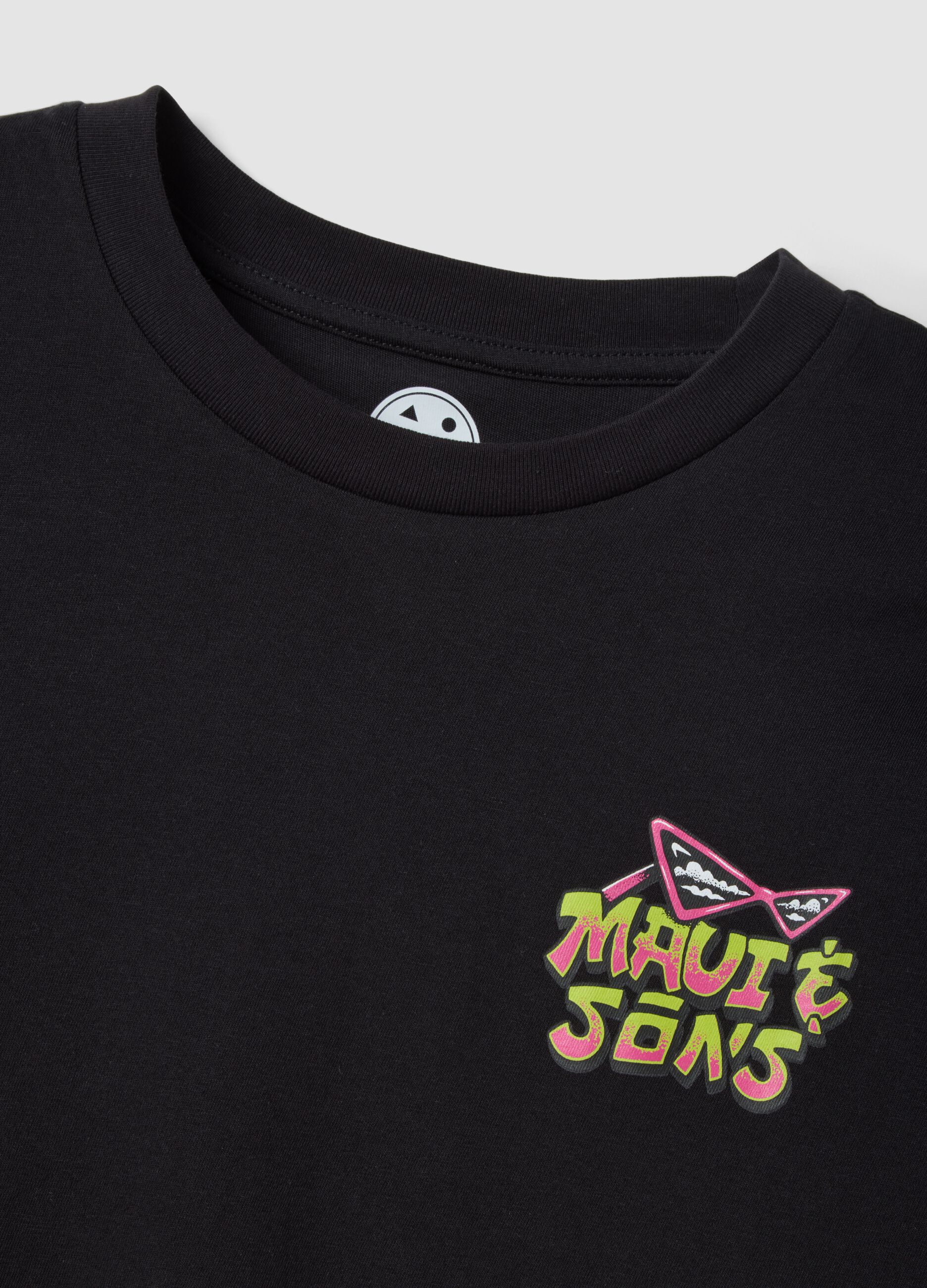 Black pure cotton relaxed-fit T-shirt with print