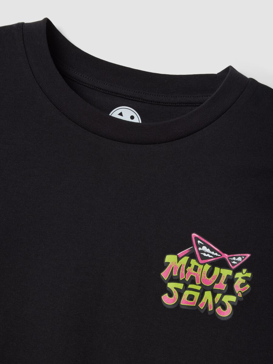 T-shirt nera in puro cotone relaxed fit con stampa_5