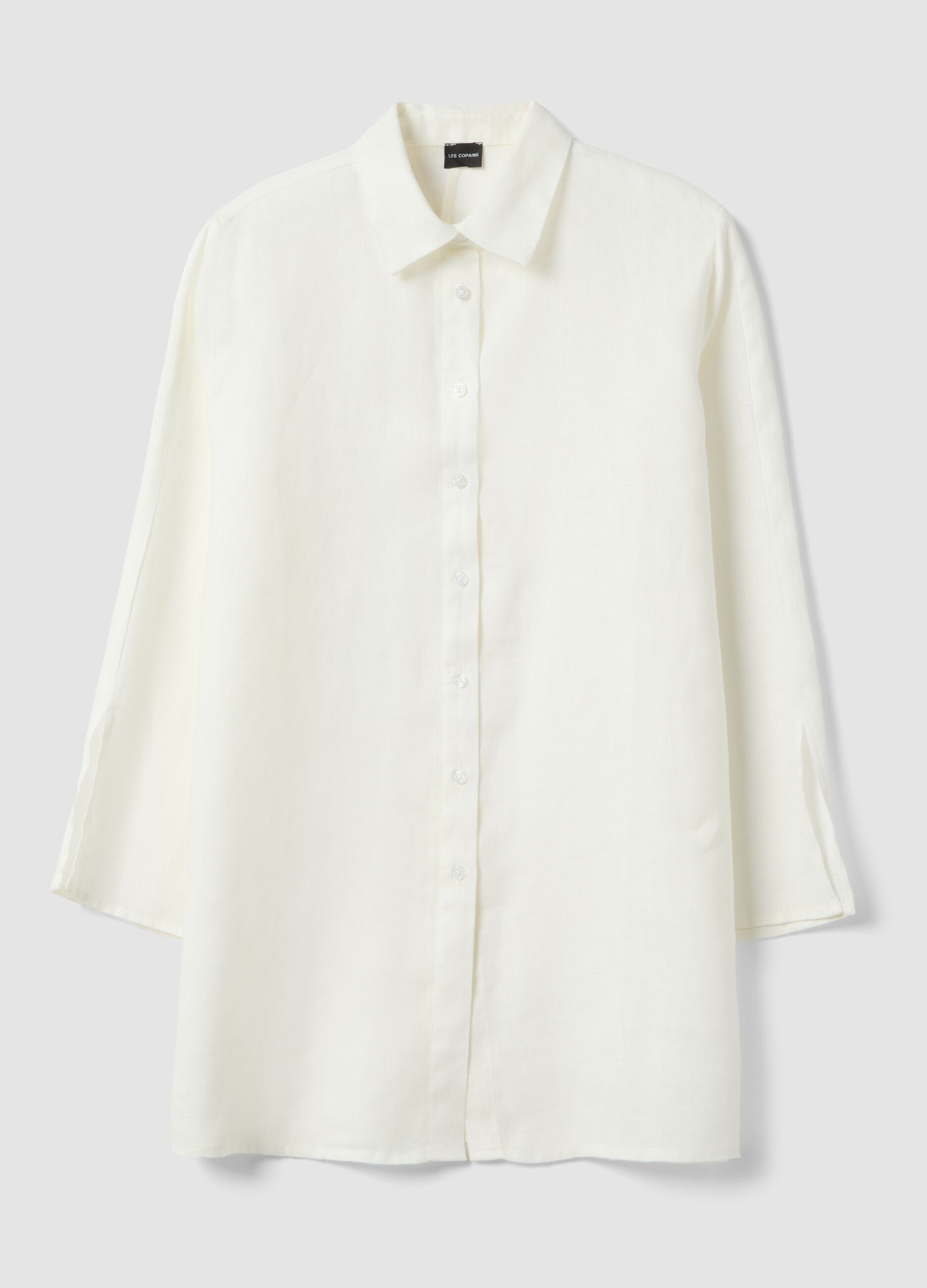 White pure linen shirt with oversized fit