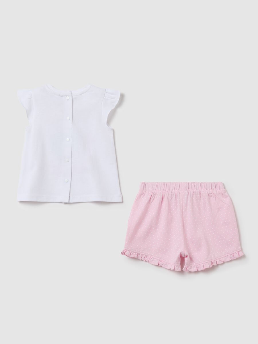 Cotton set with T-shirt with "Happy Family" embroidery and shorts_1