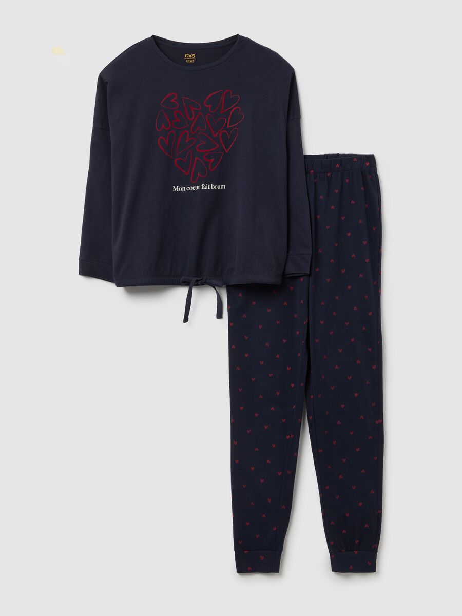Pyjamas with drawstring and hearts print_4