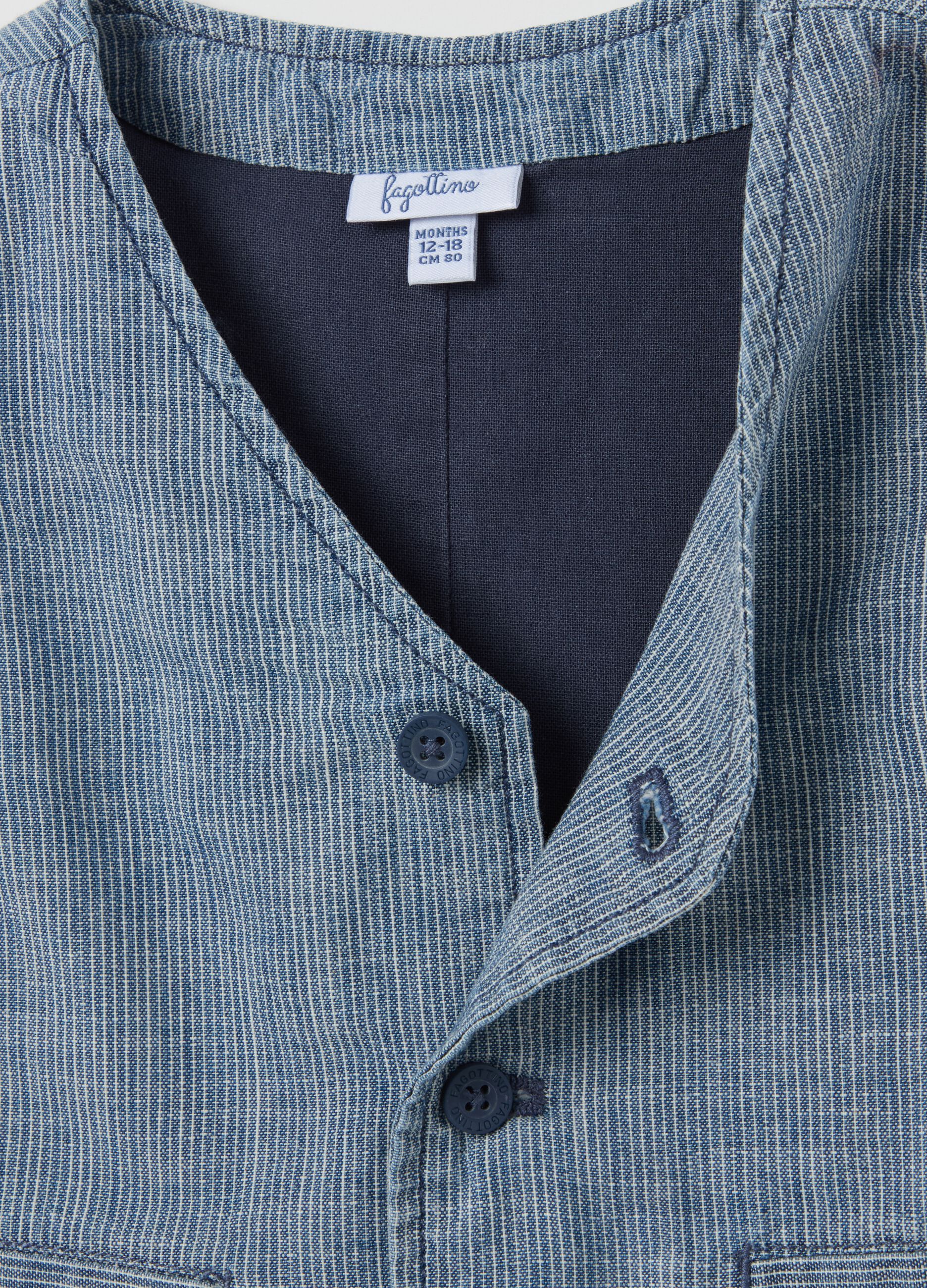 Cotton gilet with thin striped pattern