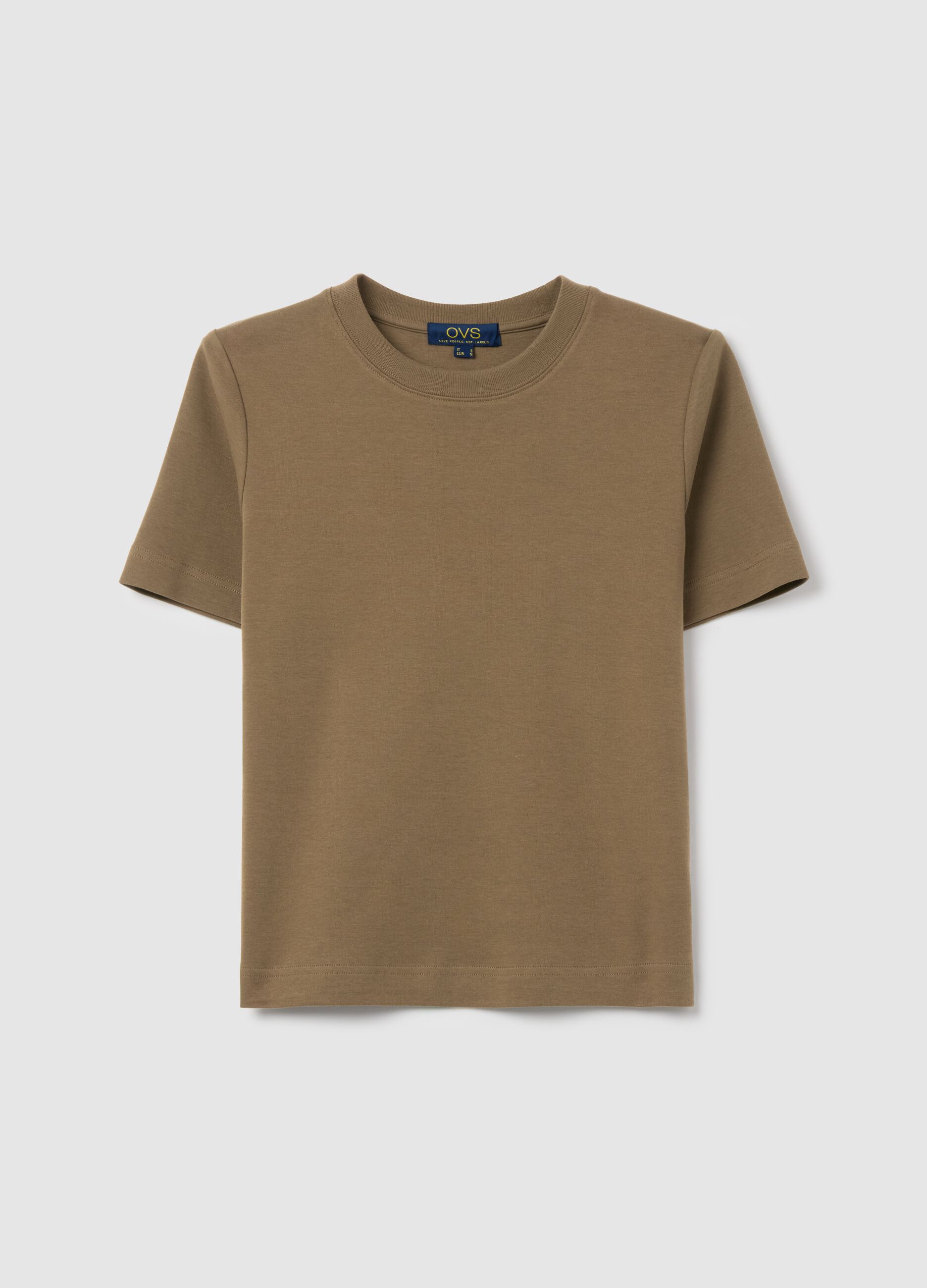 Solid colour T-shirt with round neck