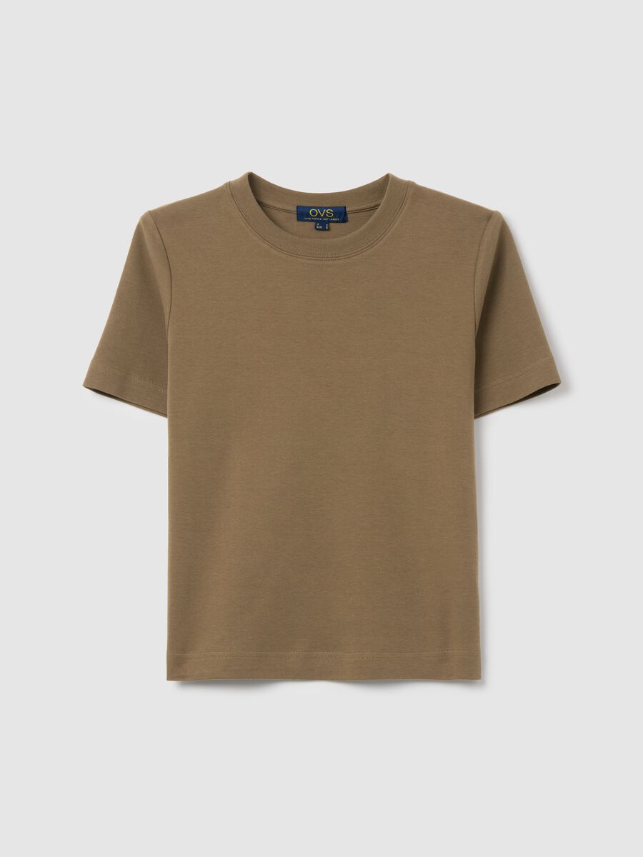 Solid colour T-shirt with round neck_4