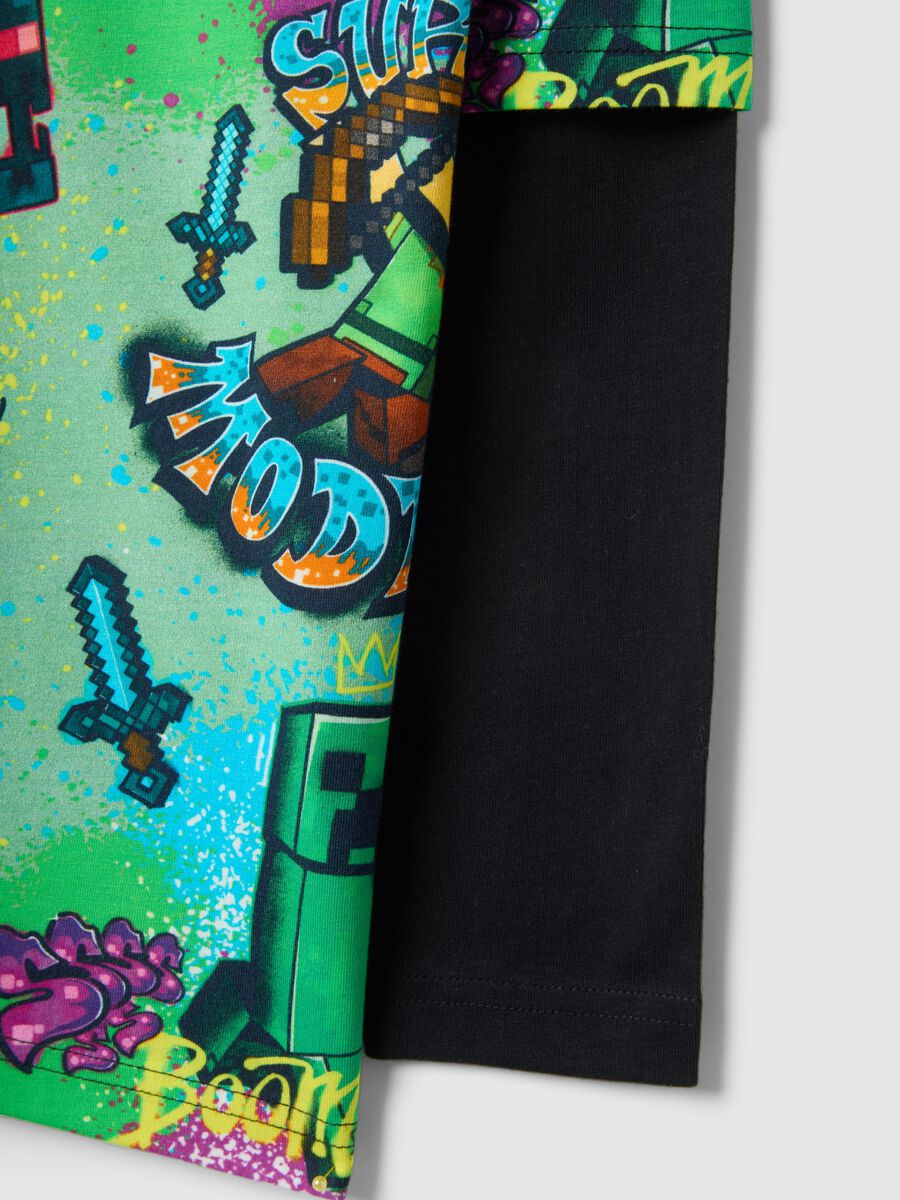 Multicolor pure cotton child's T-shirt with Minecraft print_3