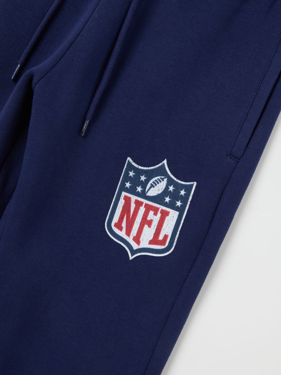 Blue cotton blend jogger trousers regular fit with NFL logo_5