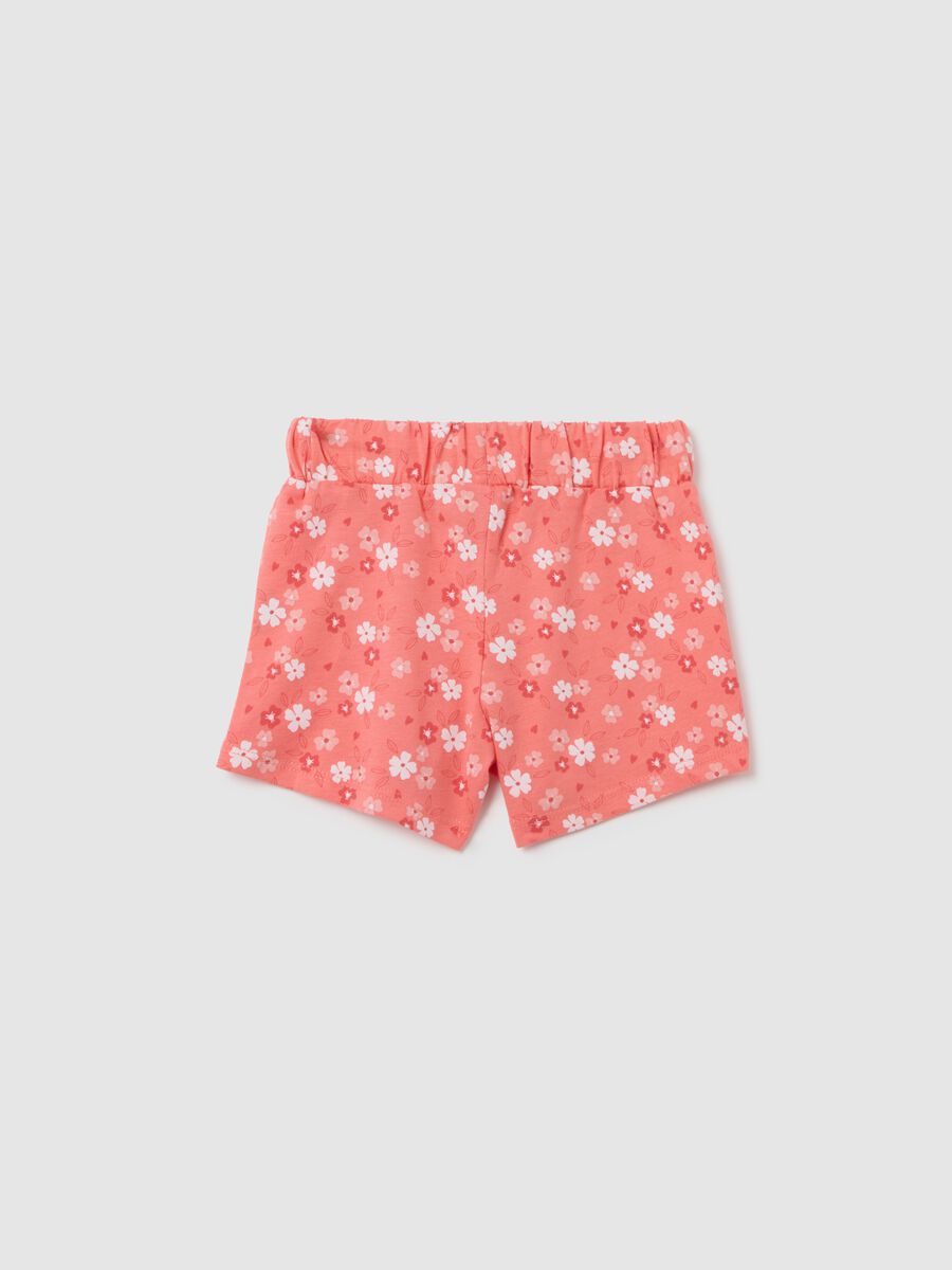 Newborn girls' pink pure cotton shorts, regular fit_1