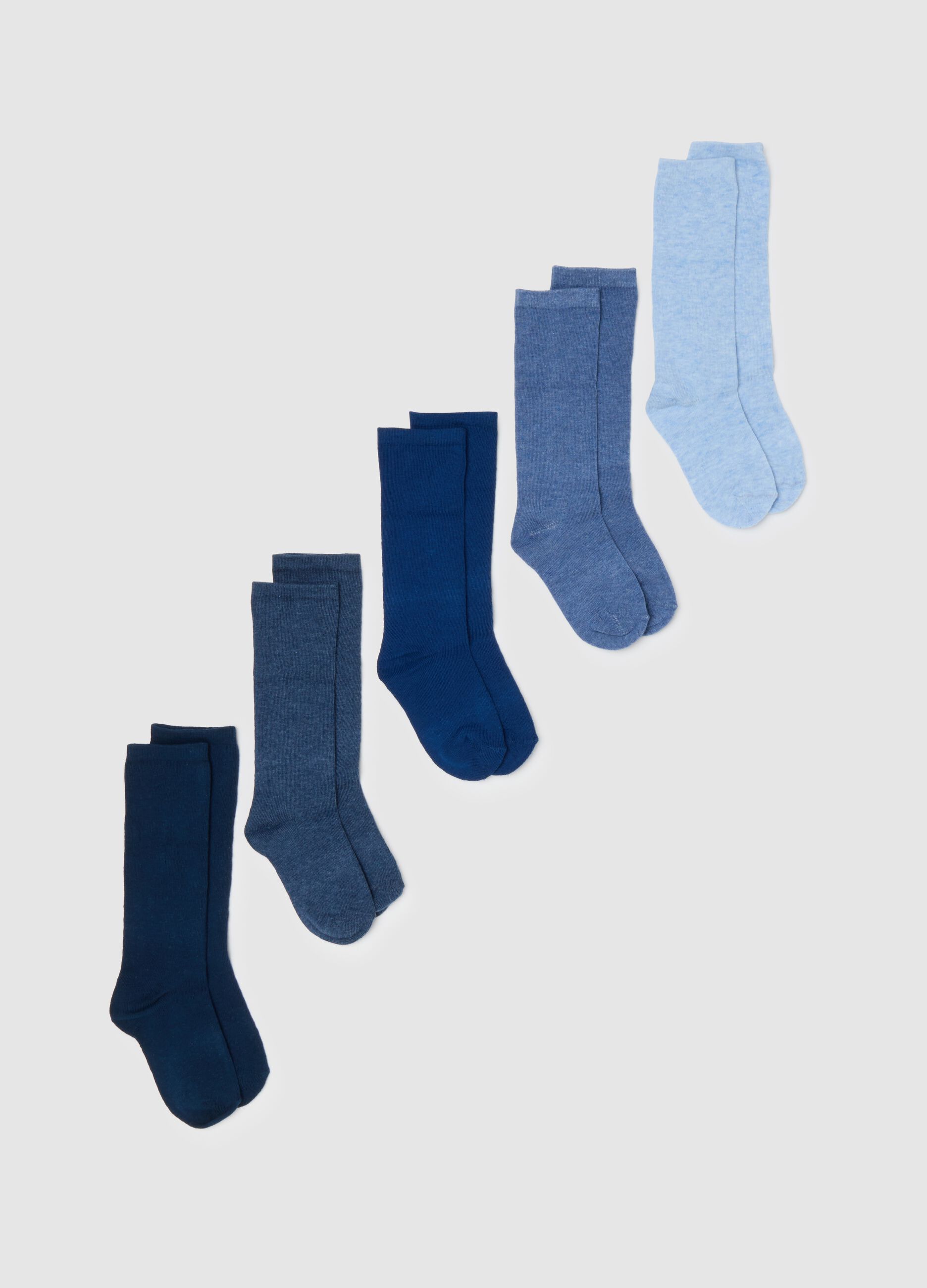 Multipack of children's long cotton socks in multicolour