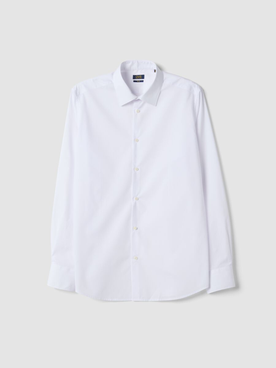 Camicia bianca slim fit con colletto classico easy iron_4