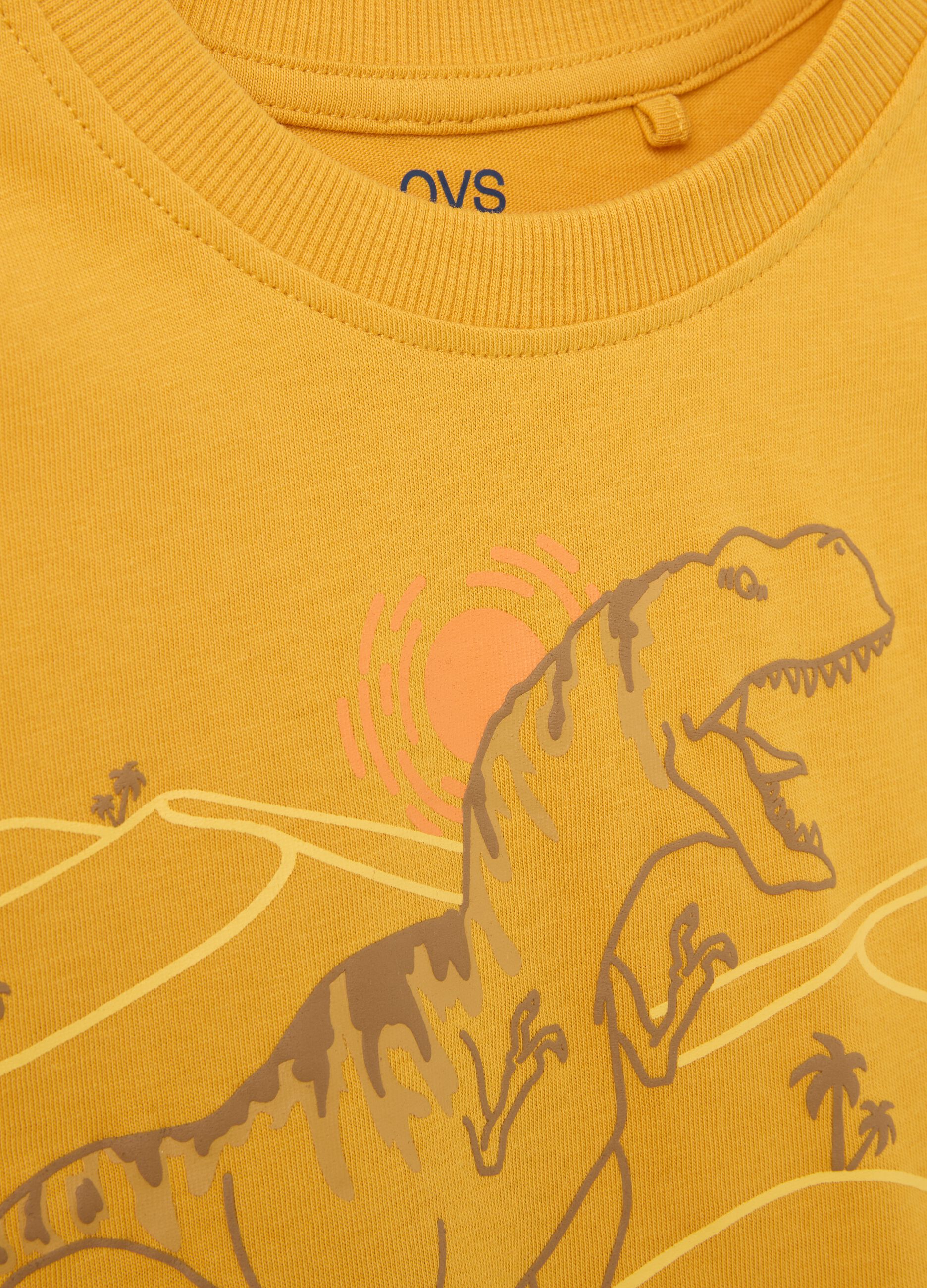 Yellow regular fit pure cotton boys' vest with print
