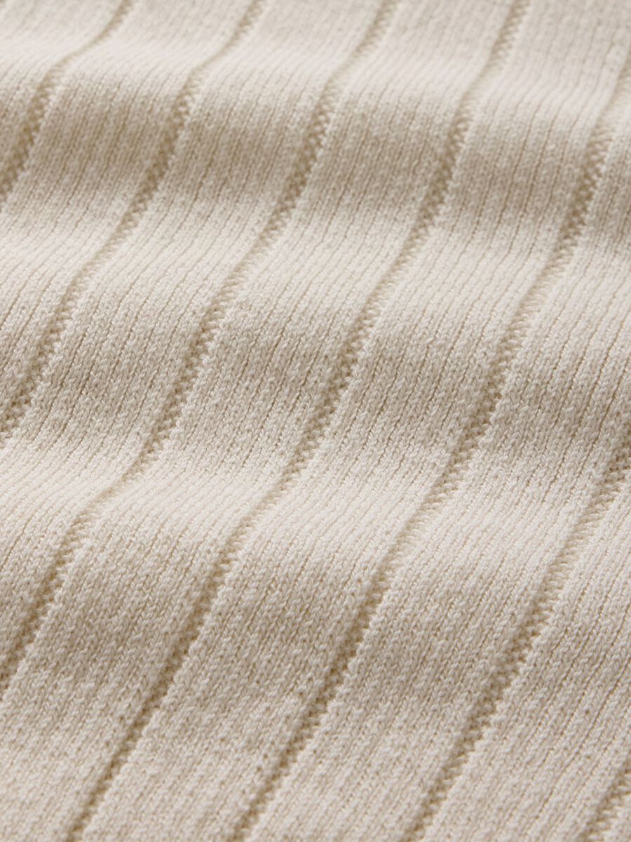 Beige polo shirt with short sleeves in cotton_4