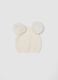 White ribbed wool-blend beanie with two pom-poms_0