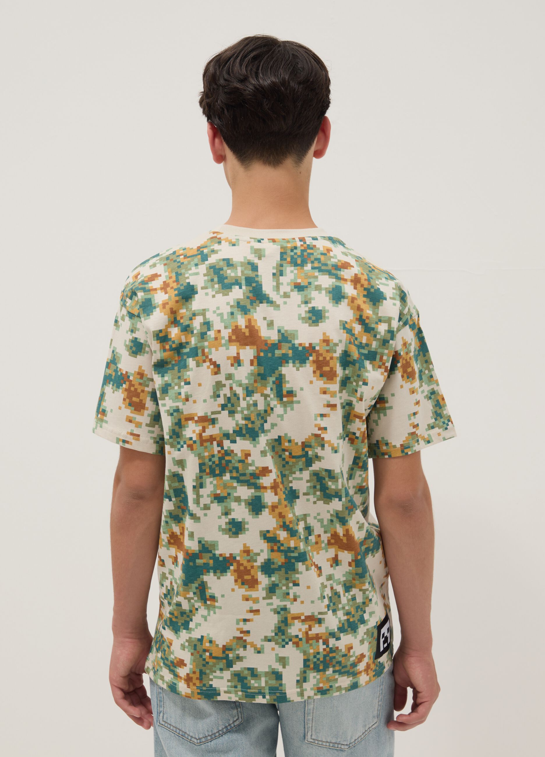 Multicolour pure cotton short-sleeve T-shirt