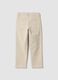 Beige ribbed stretch cotton trousers_1