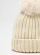 Beige girl's hat with pom-pom_2