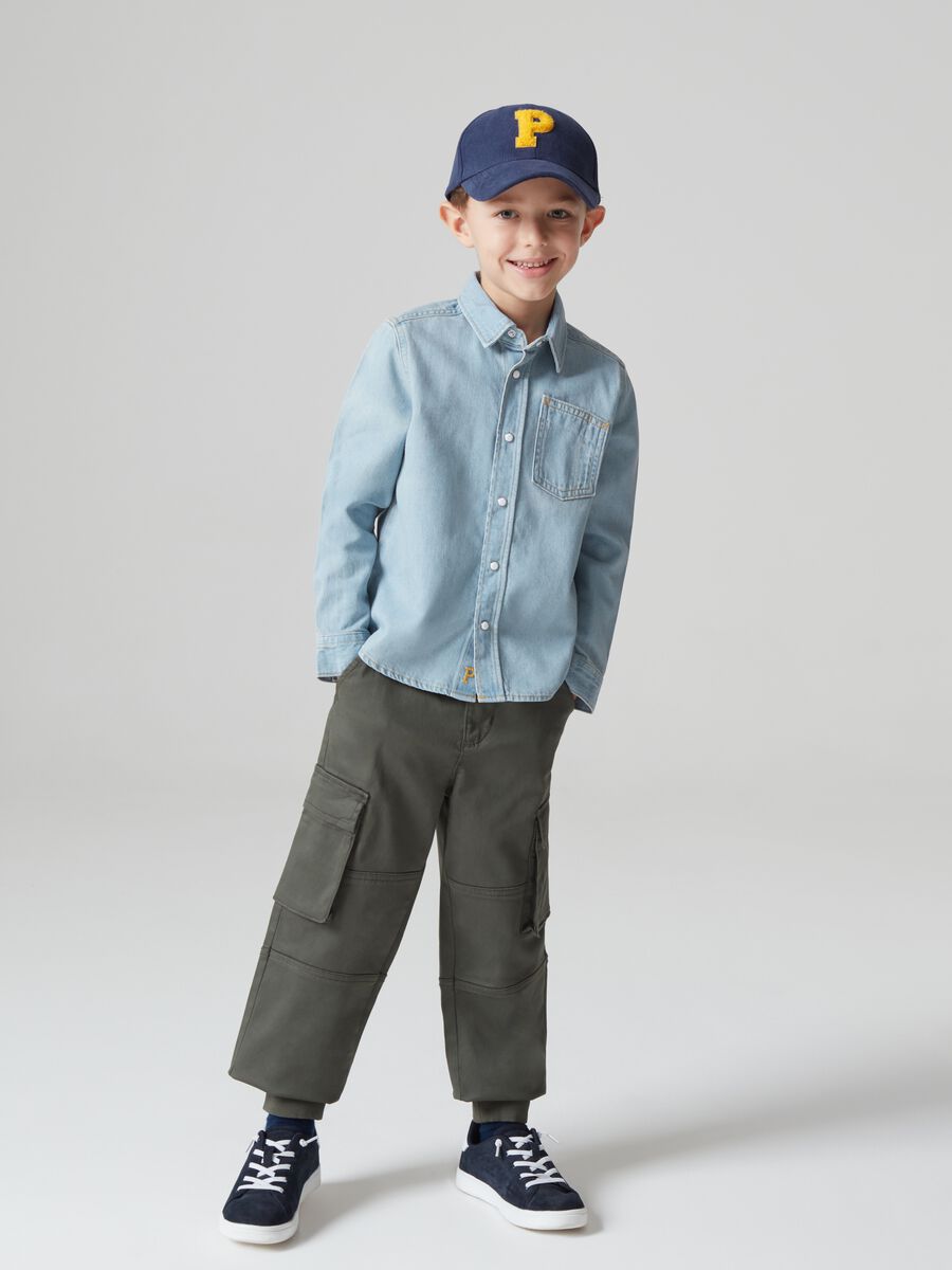 Camicia in denim con tasca_0