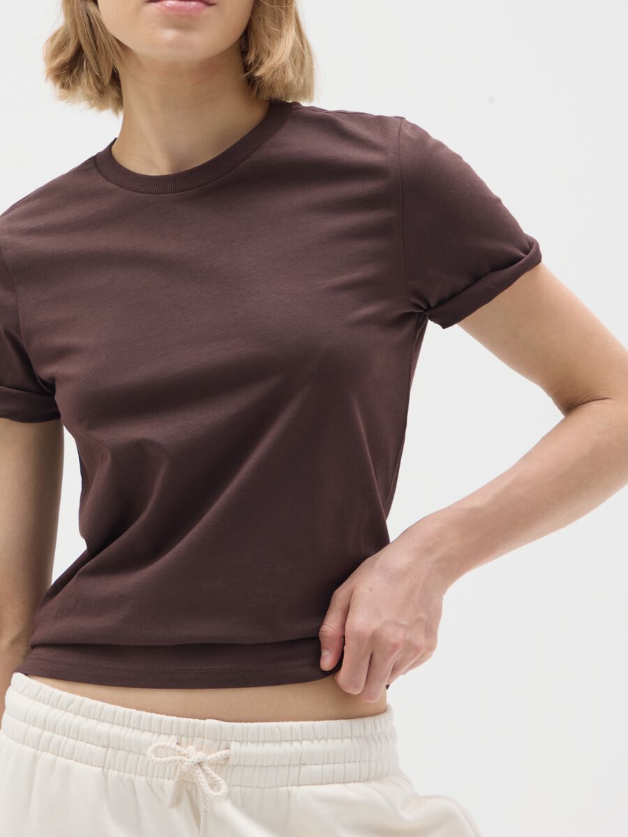 T-shirt in puro cotone marrone regular fit_4