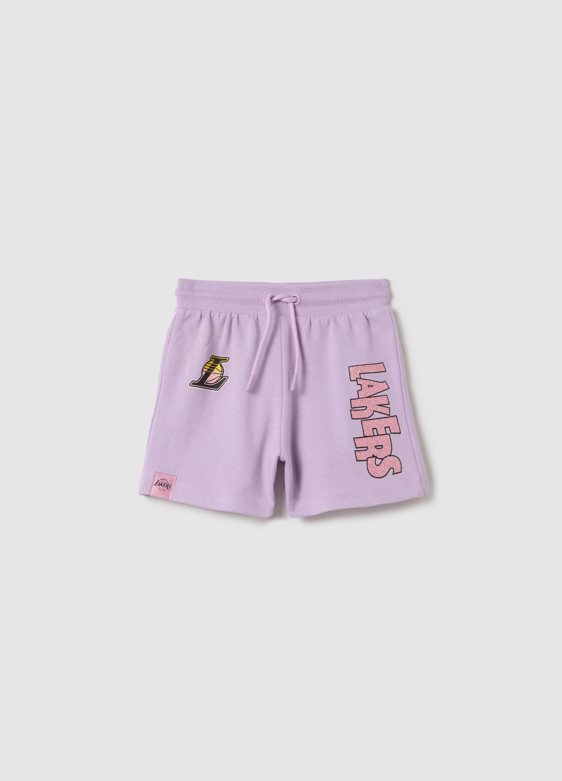 Purple NBA Los Angeles Lakers shorts in cotton with hood
