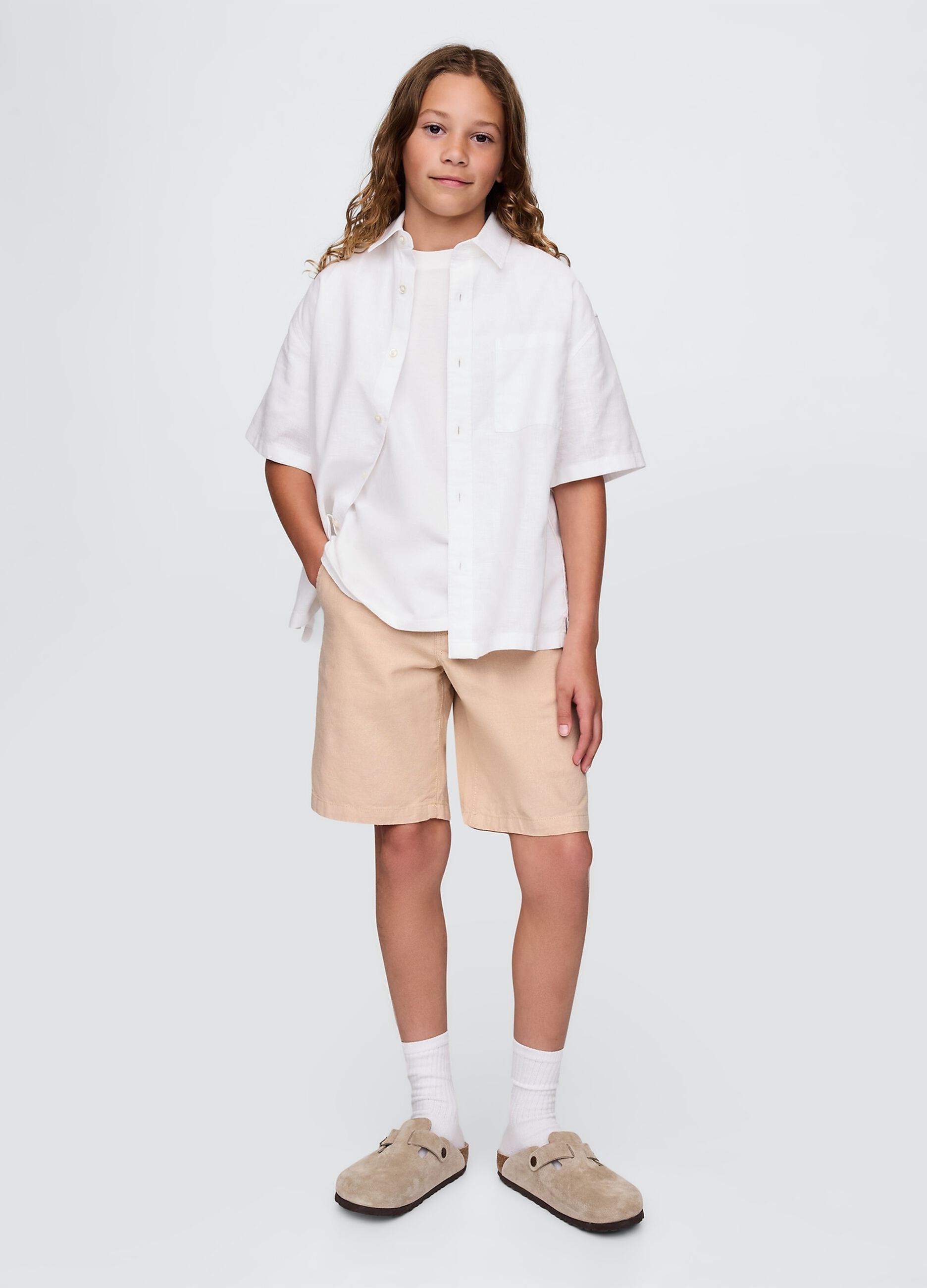 Beige linen and cotton bermuda shorts GAP Kids