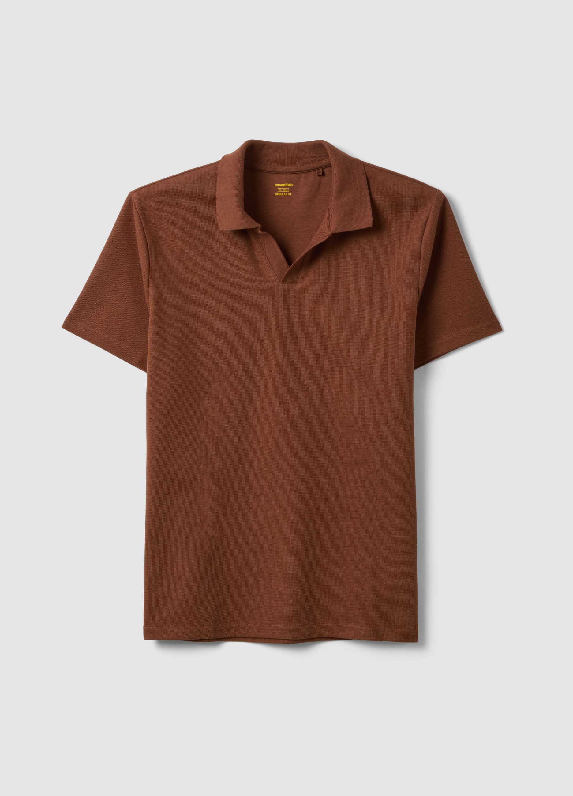 Brown short-sleeve stretch-cotton polo shirt