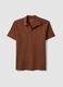 Brown short-sleeve stretch-cotton polo shirt_0