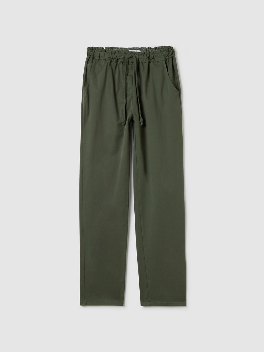 Green stretch cotton trousers_4