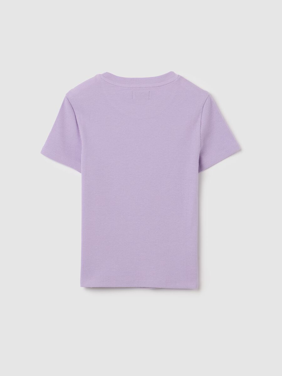 T-shirt da ragazza in cotone elasticizzato viola fitted_4