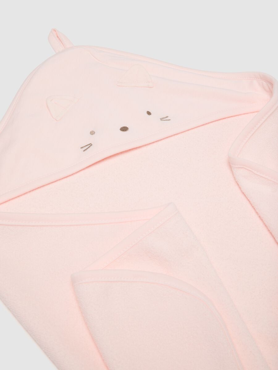 Regular fit pink baby girl bathrobe in cotton blend_2