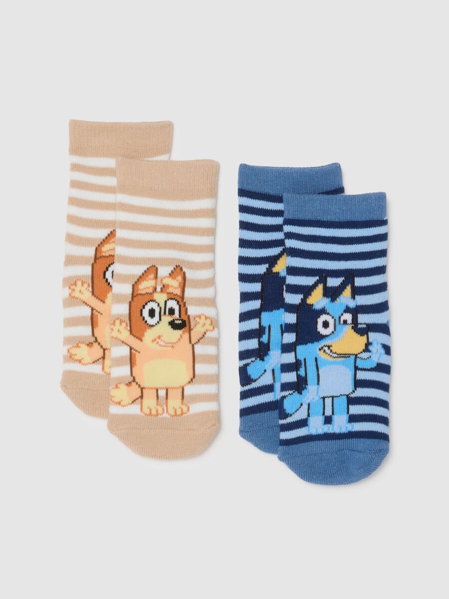 Twin pack blue anti-slip socks with characters_0