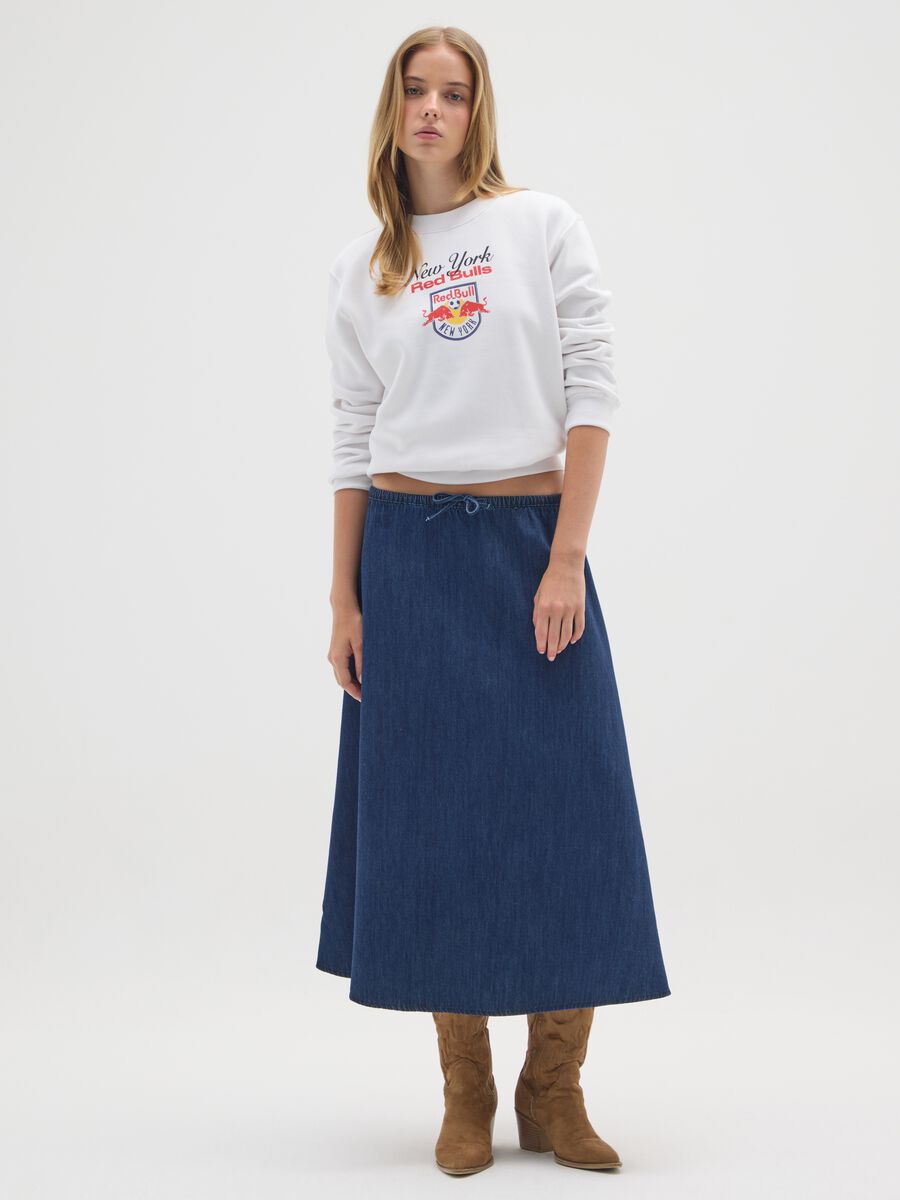 White cotton blend hoodie with Red Bulls New York logo_1