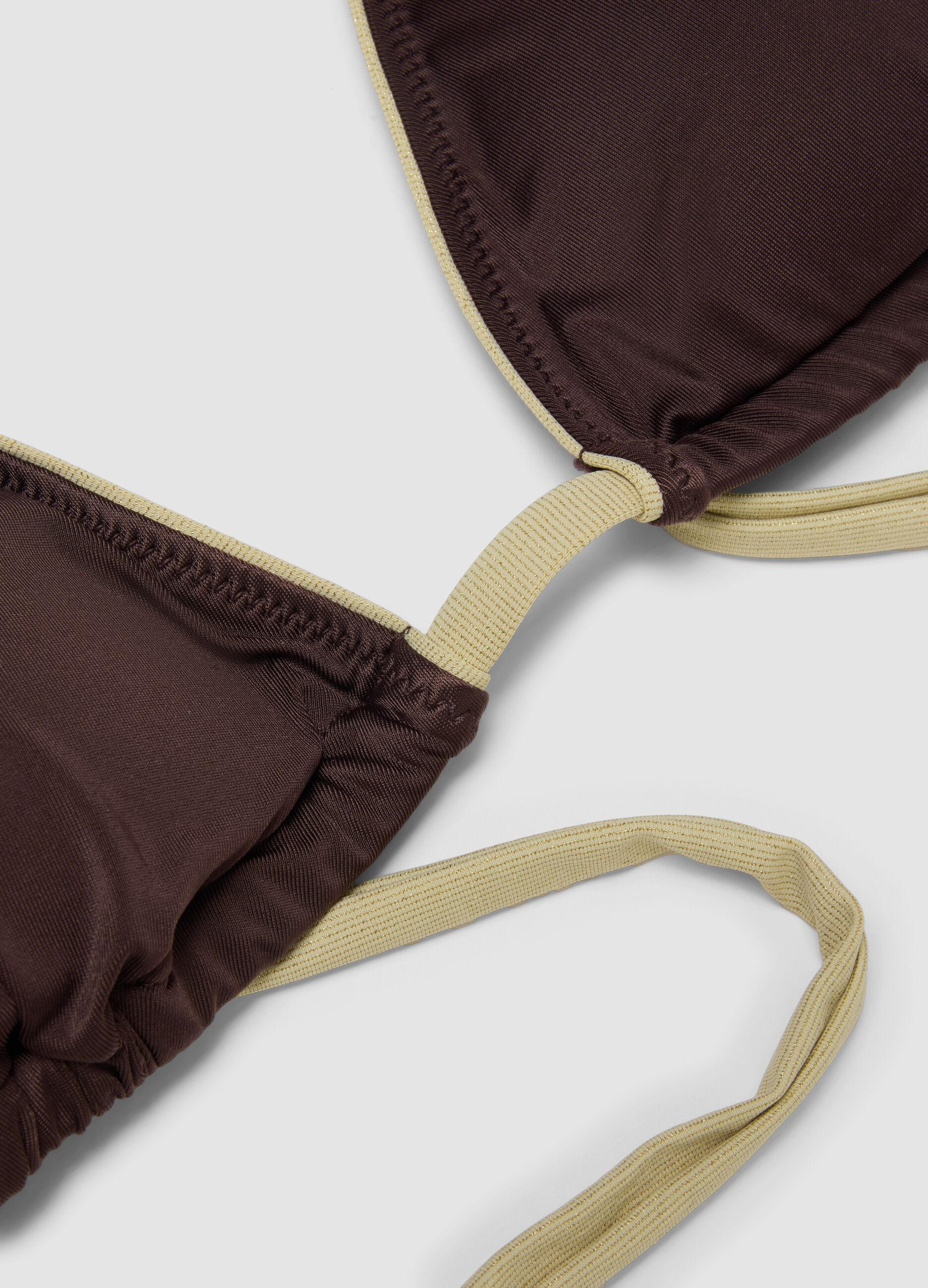 Brown triangle bikini top in stretch fabric