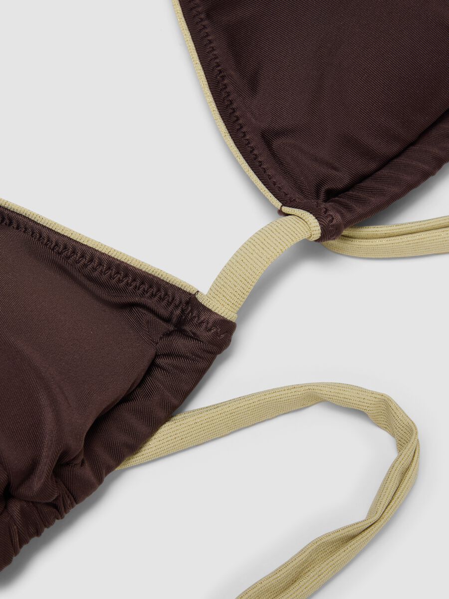 Brown triangle bikini top in stretch fabric_5