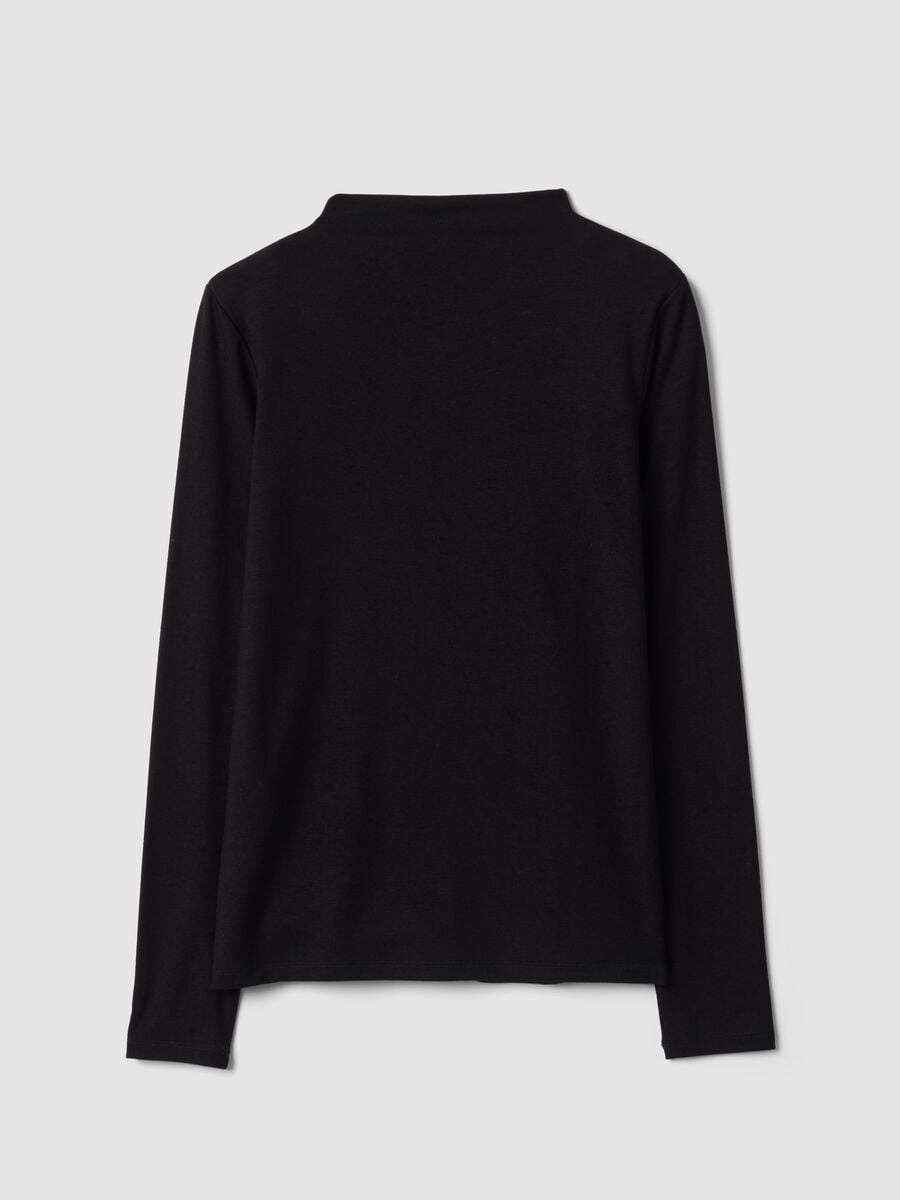 Black stretch viscose crew-neck T-shirt_6