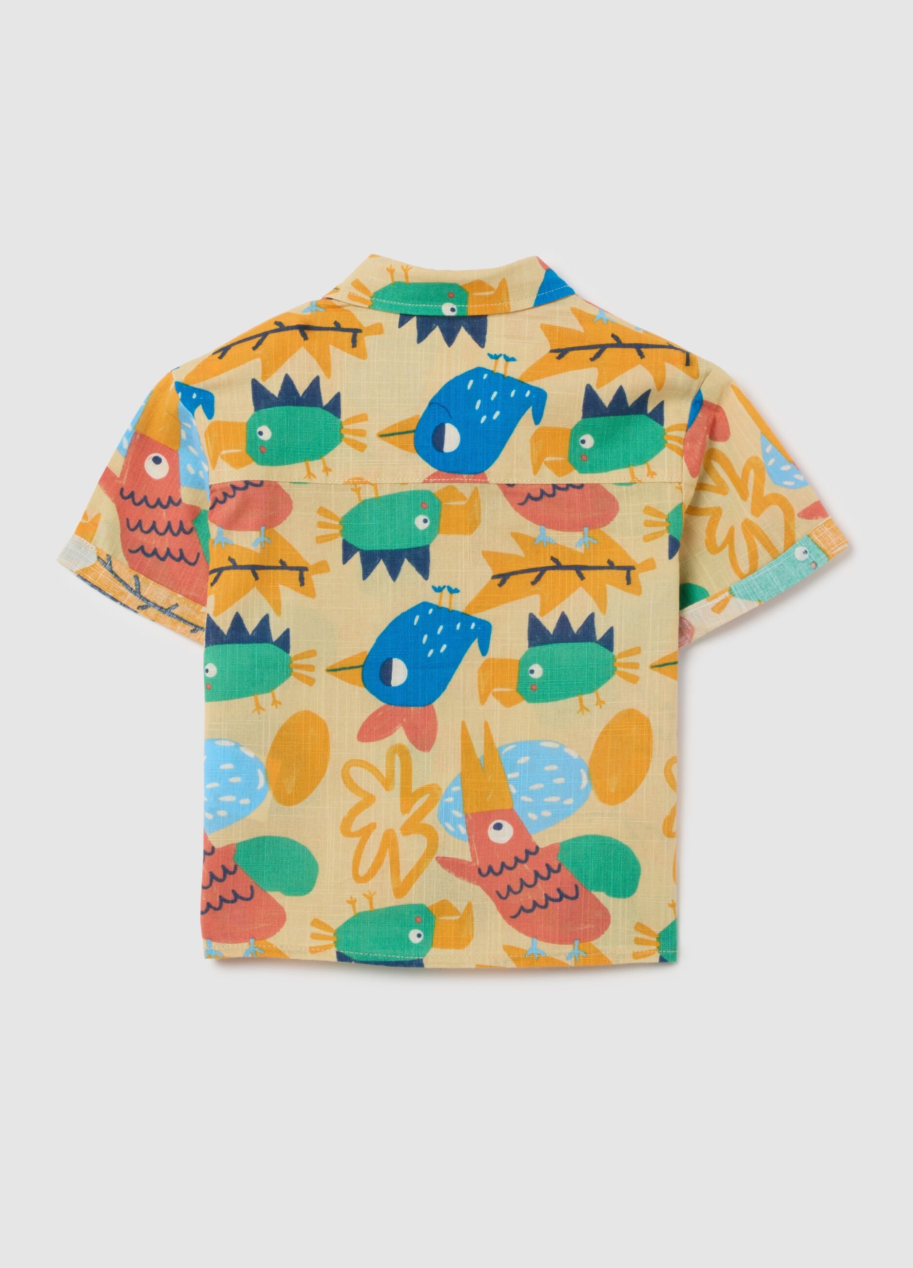 Child's short sleeve pure cotton multicolour over fit shirt with classic collar